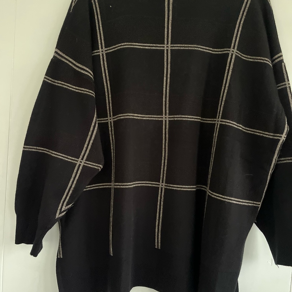 Philosophy Woman V-Neck Slouchy Sweater Black Viscose Stripes Pullover Size 3X - Picture 3 of 12
